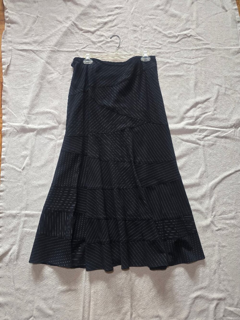 Allison Taylor Black Pinstripe Midi Skirt Size 12